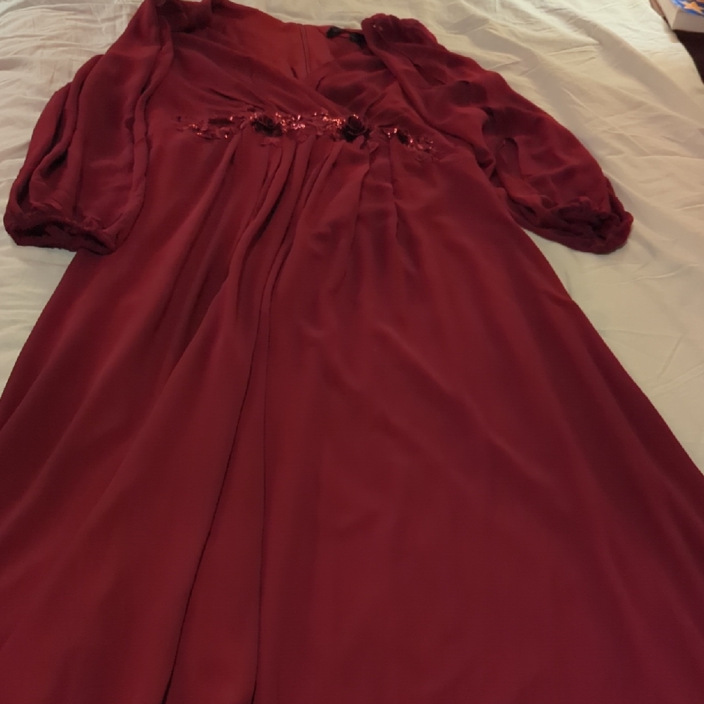Ever Pretty Deep Red Gown with Sparkle Accents